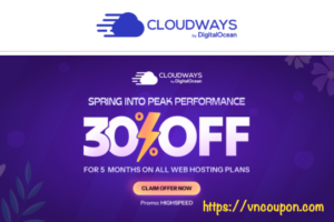 Cloudways 优惠券 in  三月2026 – 优惠30% for 5 months